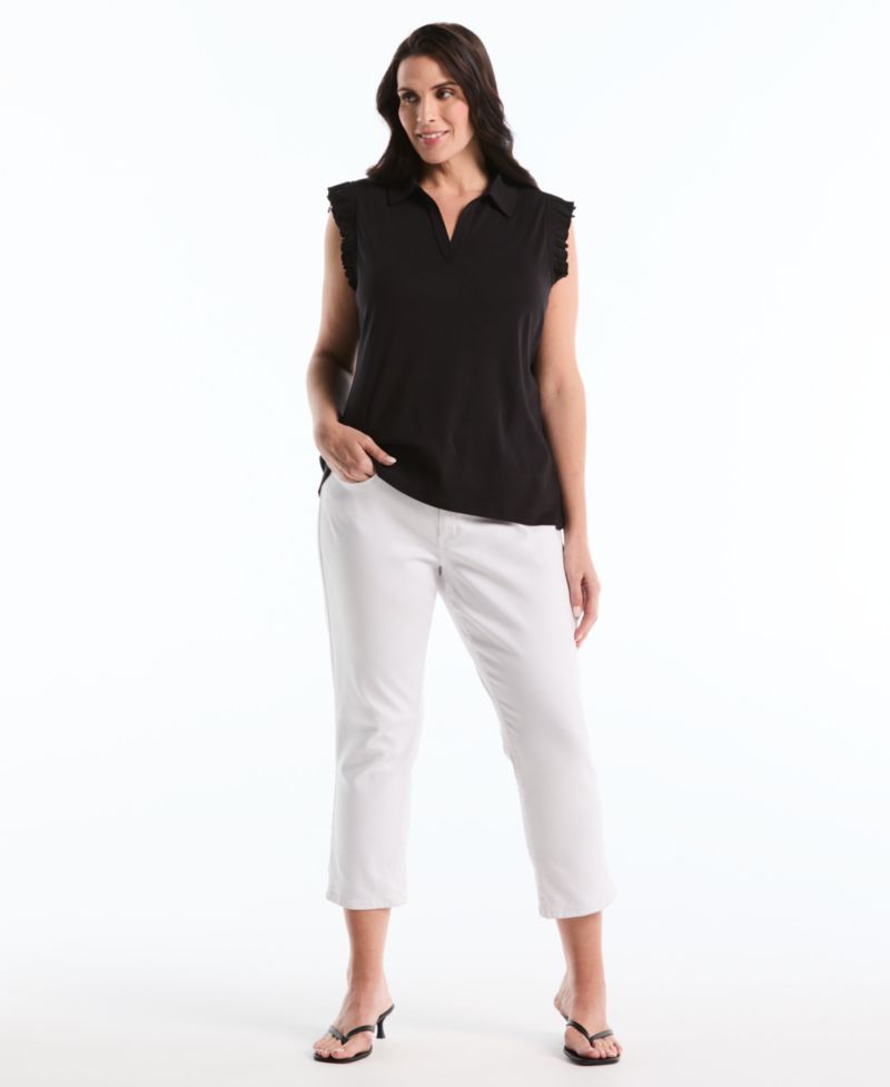 Petite Ruffle Sleeveless Polo Shirt