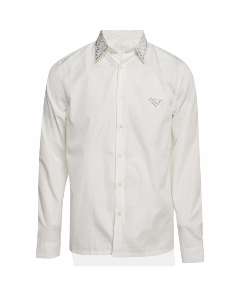 Women's Men's Rhinestone-Embellished Cotton Dress Shirt