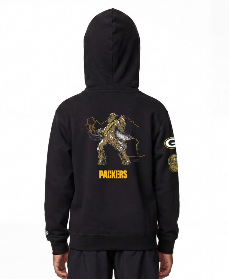 Big Boys and Girls Black Green Bay Packers Disney X Champion Full-Zip Hoodie