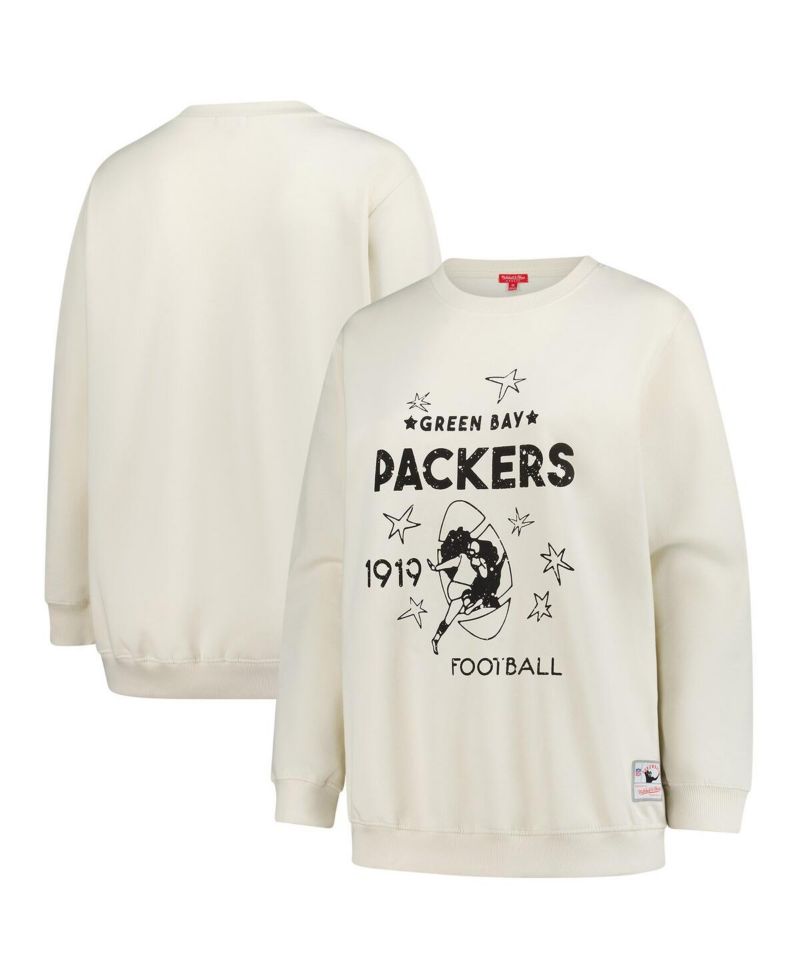 Women's Cream Green Bay Packers Plus Size Shooting Star Pullover Sweatshirt
