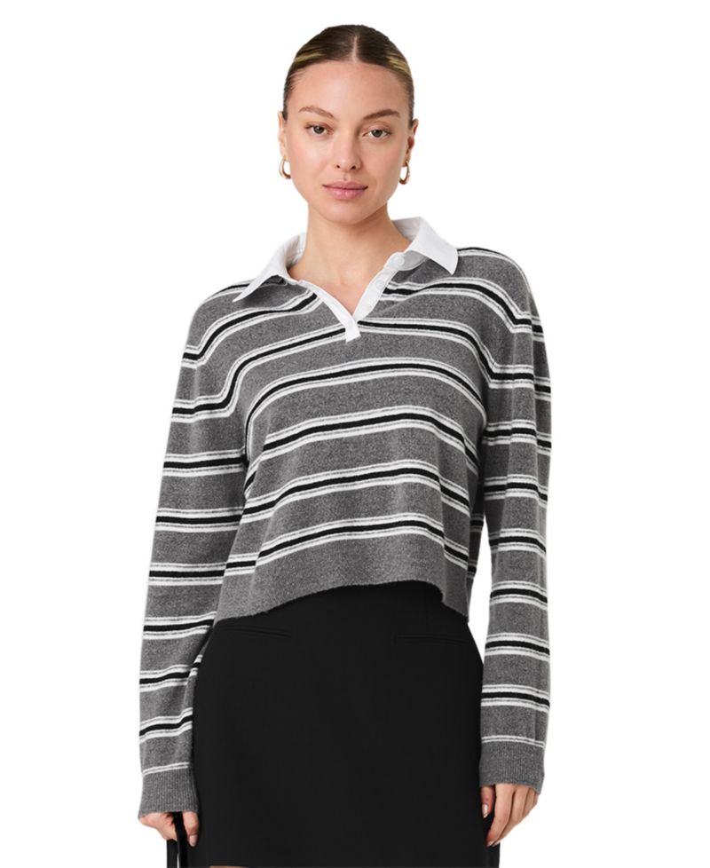 Women's Yulia Knit Campus Oversized Cropped Stripe Sweater