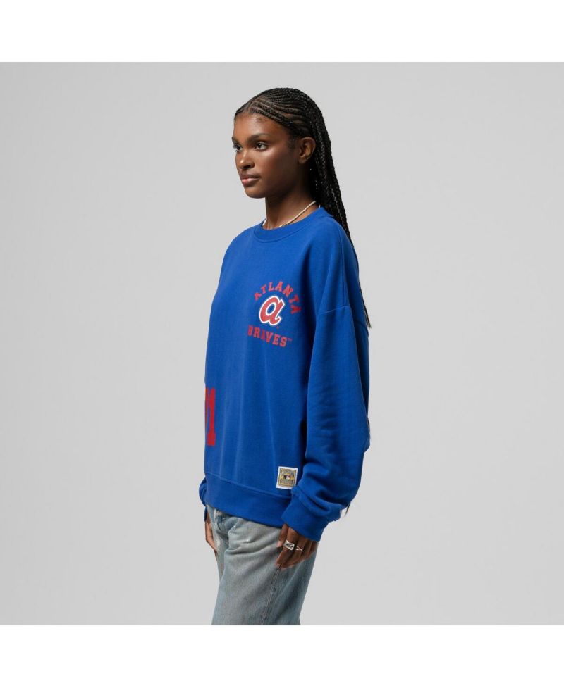 Women's Royal Atlanta Braves Cooperstown Collection Crewneck Sweatshirt