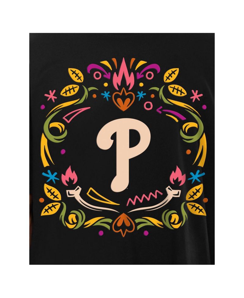 Men's Black Philadelphia Phillies Día de los Muertos T-Shirt