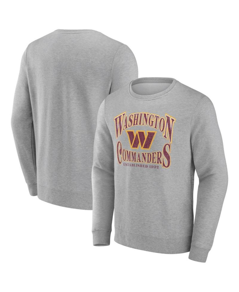 Men's Heather Gray Distressed Washington Commanders Playability Pullover Sweatshirt