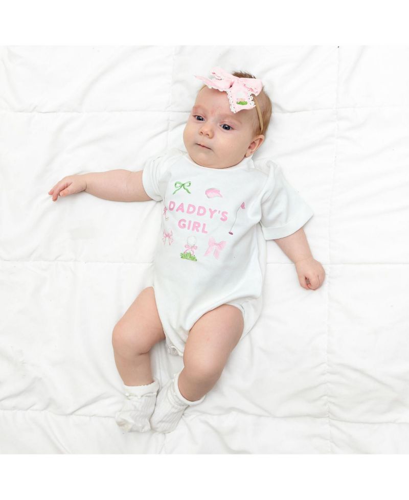 Baby Girls Daddy's Golf Icon Short Sleeve Romper