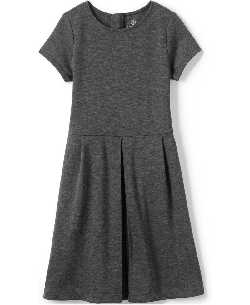 School Uniform Girls Short Sleeve Ponte Dress Top of Knee