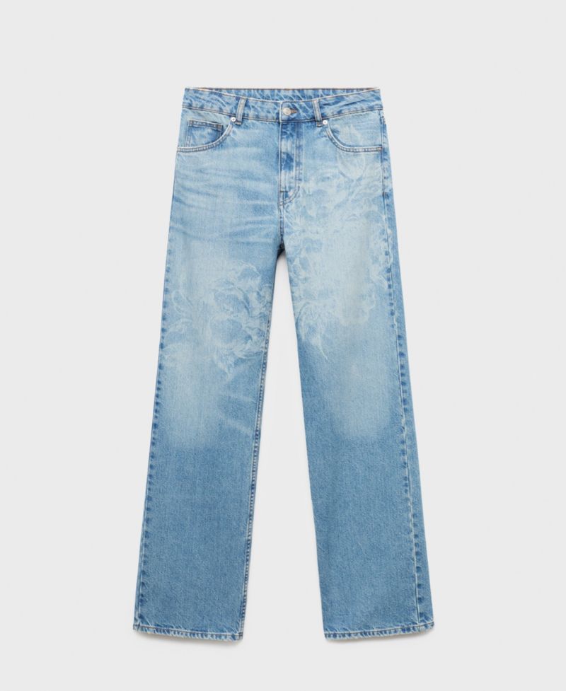 Women's Floral Pattern Straight-Leg Jeans
