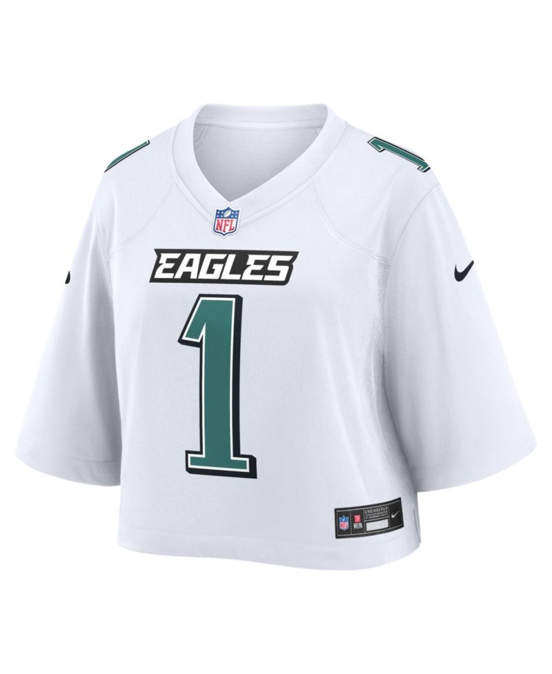 Women's Jalen Hurts White Philadelphia Eagles Cropped Fashion Game Jersey