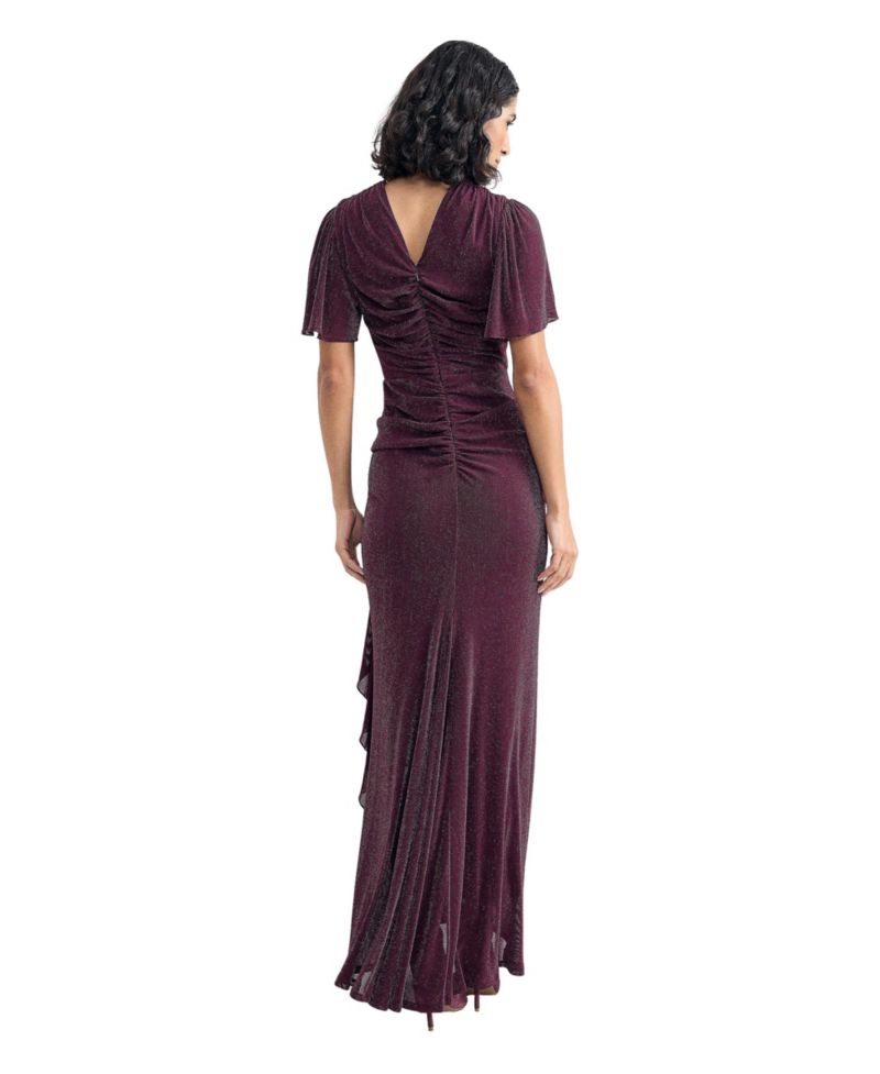 Women's Alexis Shimmering Flutter-Sleeve Wrap Maxi Dress
