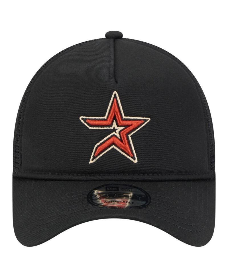 Men's Black Houston Astros 9FORTY A-Frame Trucker Adjustable Hat