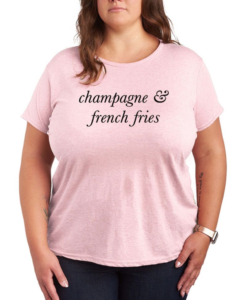 Plus Size Instant Message Champagne and French Fries Short-Sleeve Graphic T-Shirt