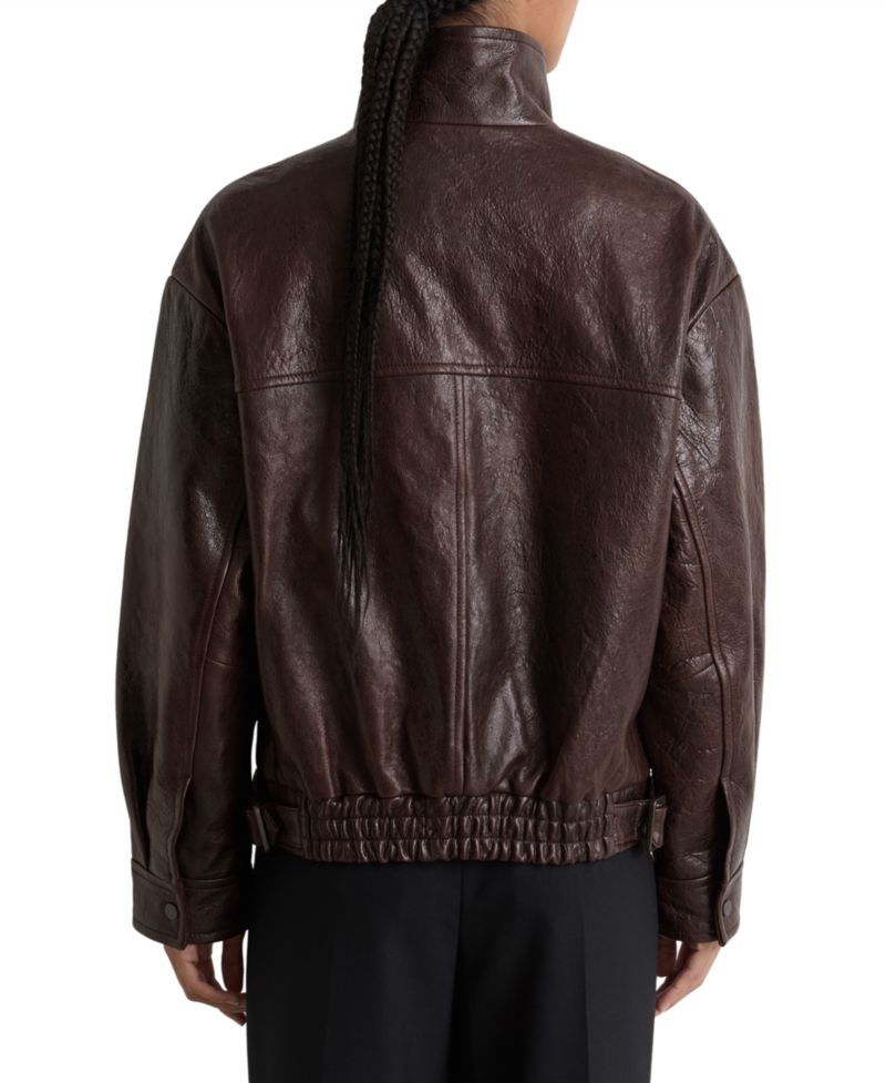 Women's Petra Oversized Funnel-Neck Leather Jacket