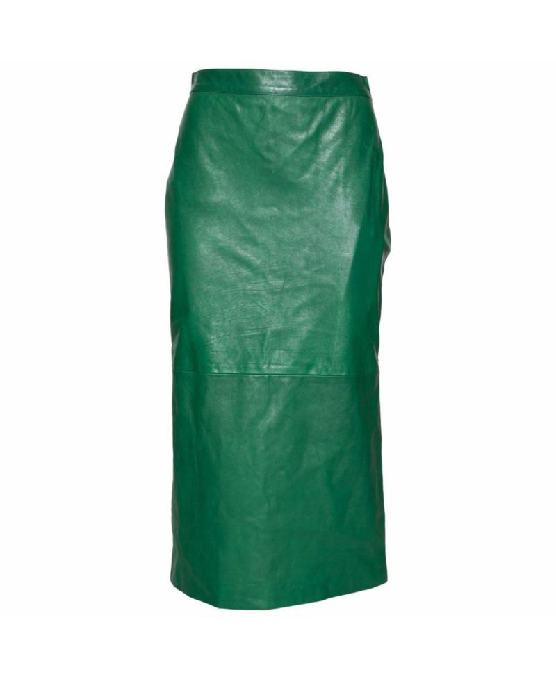 Women's Leather Pencil Midi Skirt