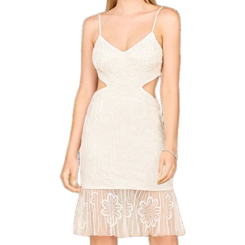 Women's Beaded Cutout Bridal Midi Dress