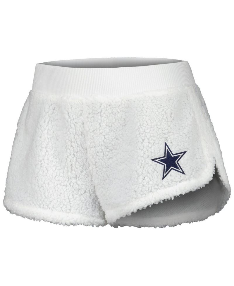 Women's White Dallas Cowboys Fluffy Pullover Sweatshirt and Shorts Sleep Set
