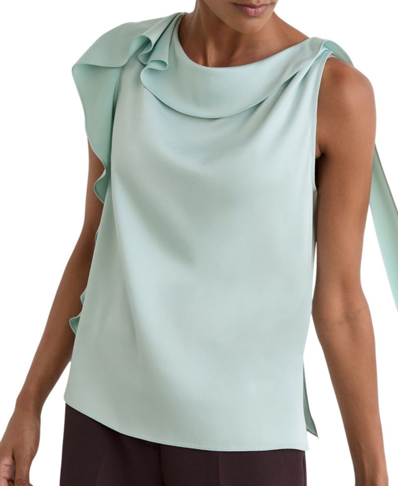 Women's Hanna Cowl Neck Satin Sleeveless Top