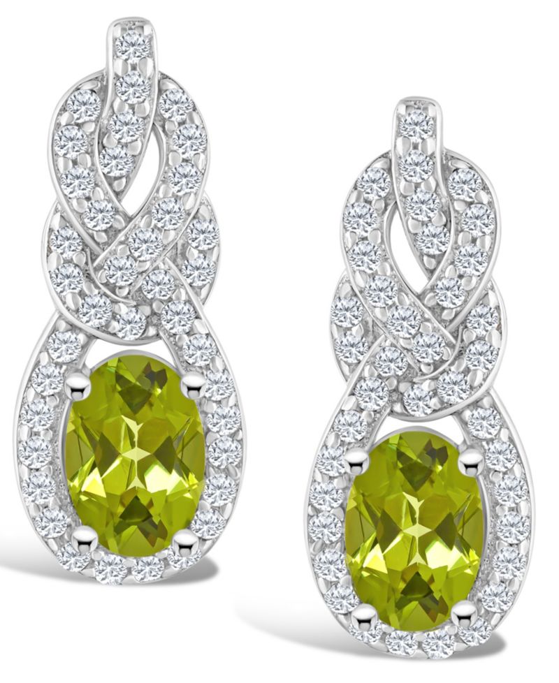 Topaz (3/4 ct. t.w.) Halo Drop Earrings in Sterling Silver