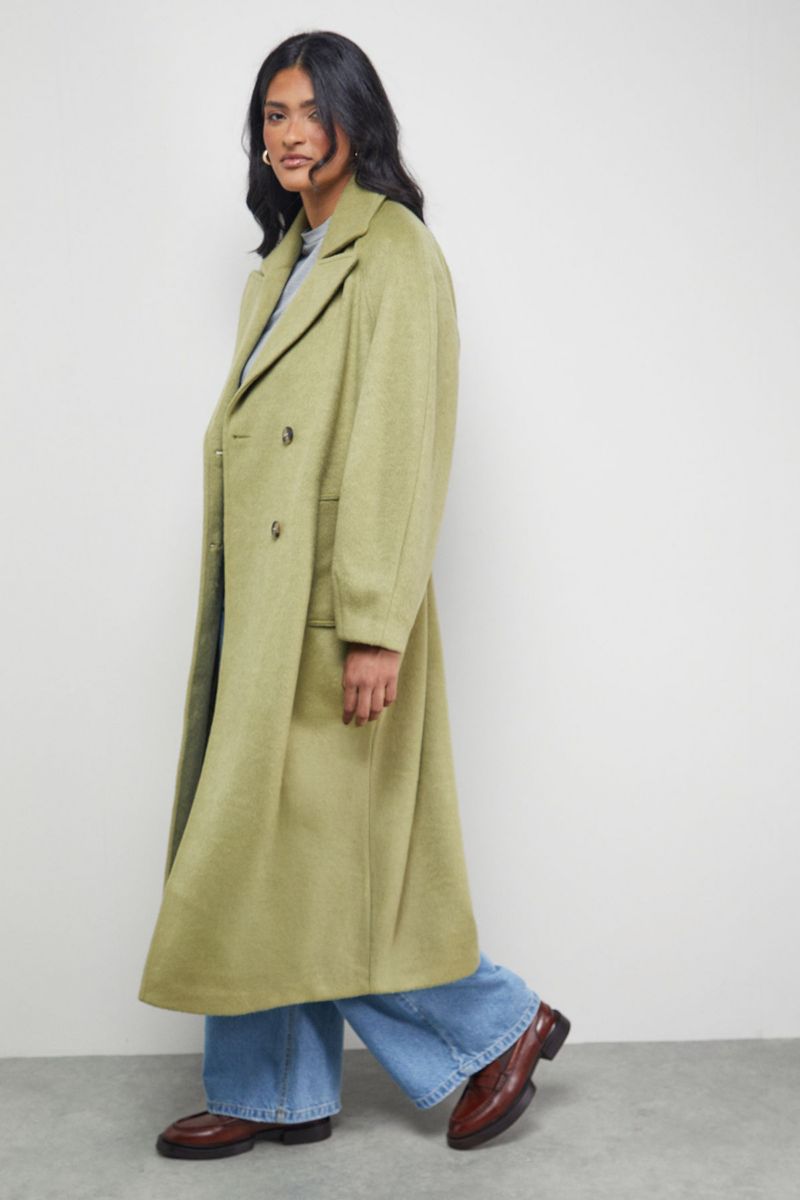 Women's Oversized Pleat Back Detail Maxi Coat