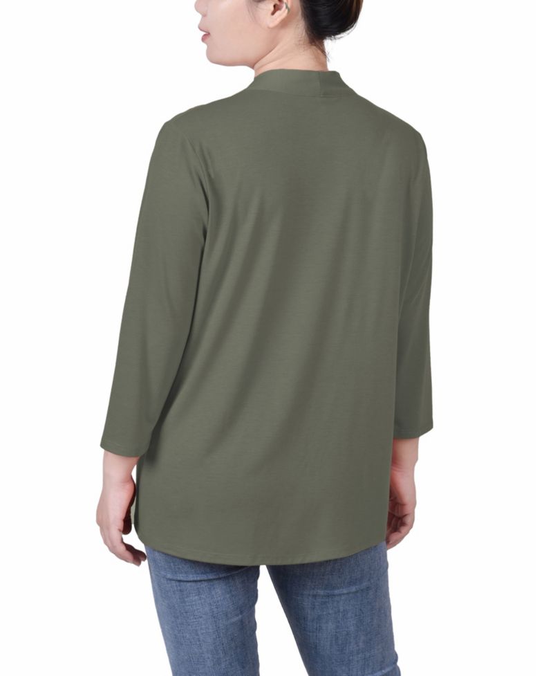 Women's Solid 3/4 Sleeve Cardigan