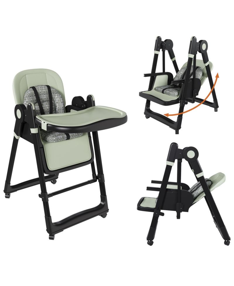 Convertible Baby High Chair to Rocker with 5-Point Harness (Dark Green
