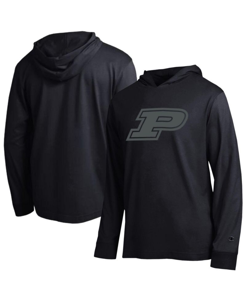 Men's Black Purdue Boilermakers Tonal All-Star Long Sleeve Hooded T-Shirt