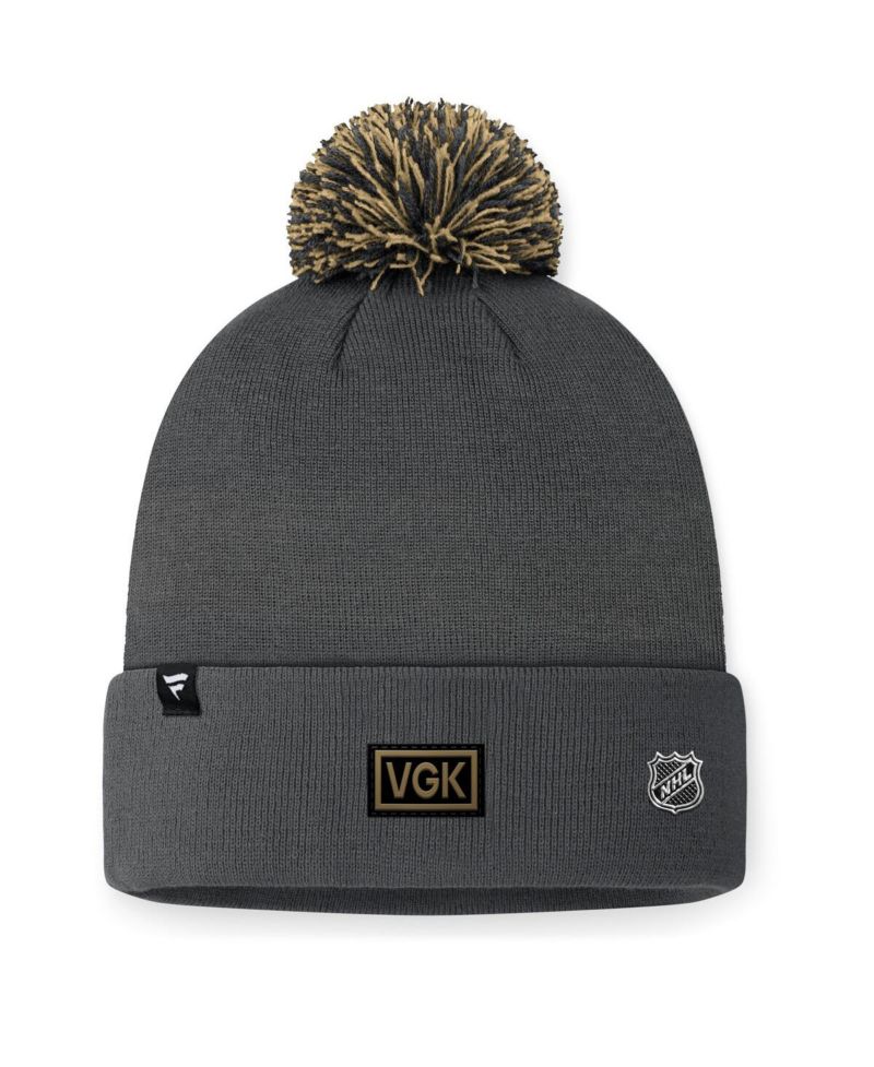 Men's Charcoal Vegas Golden Knights 2024 NHL Draft Cuffed Knit Hat with Pom