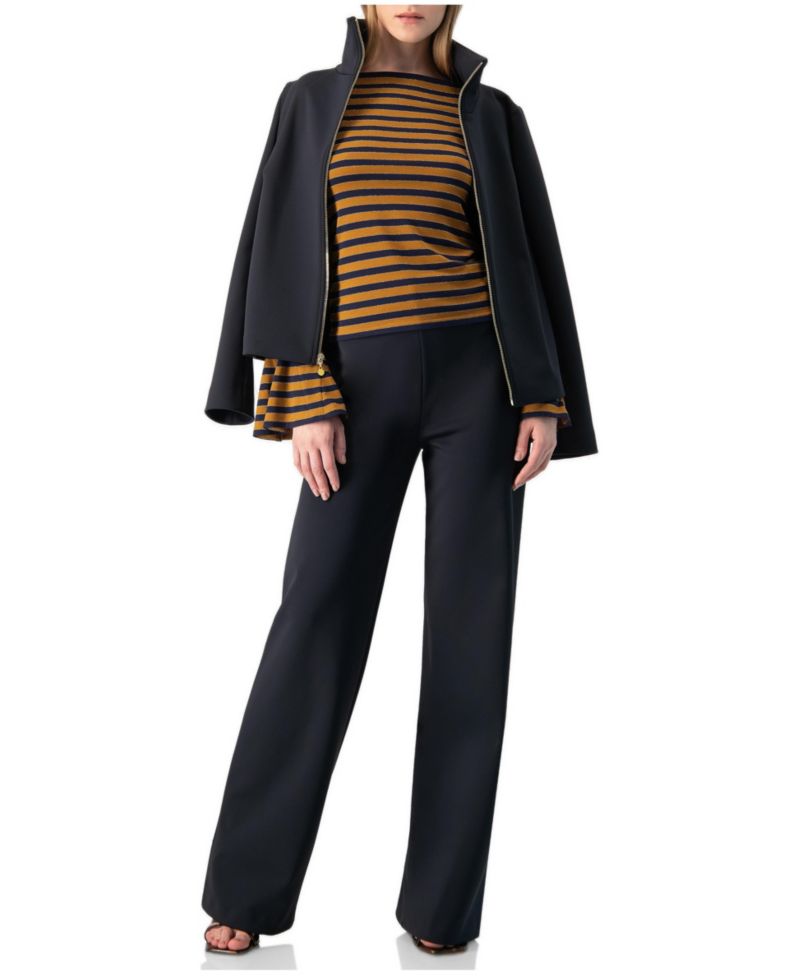 Women's Boat-Neck Bell-Sleeve Striped Blouse
