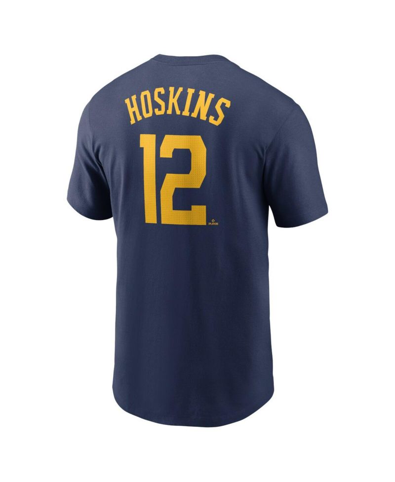 Men's Rhys Hoskins Navy Milwaukee Brewers Fuse Name & Number T-Shirt