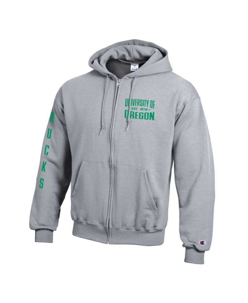 Men's Gray Oregon Ducks Varsity Power blend Full-Zip Fleece Hoodie