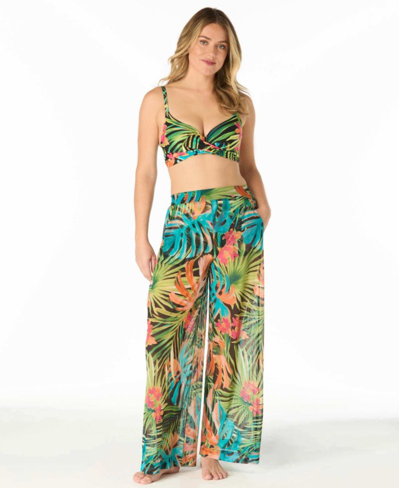 Women's High-Waist Wide-Leg Mesh Cover-Up Pants