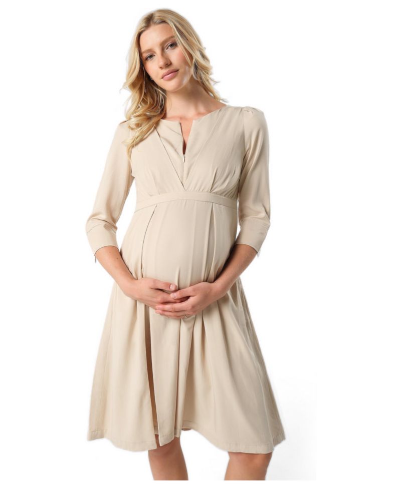 Women's Empire Waist Nursing Midi Tea Dress in TENCEL (Regular & Petite)