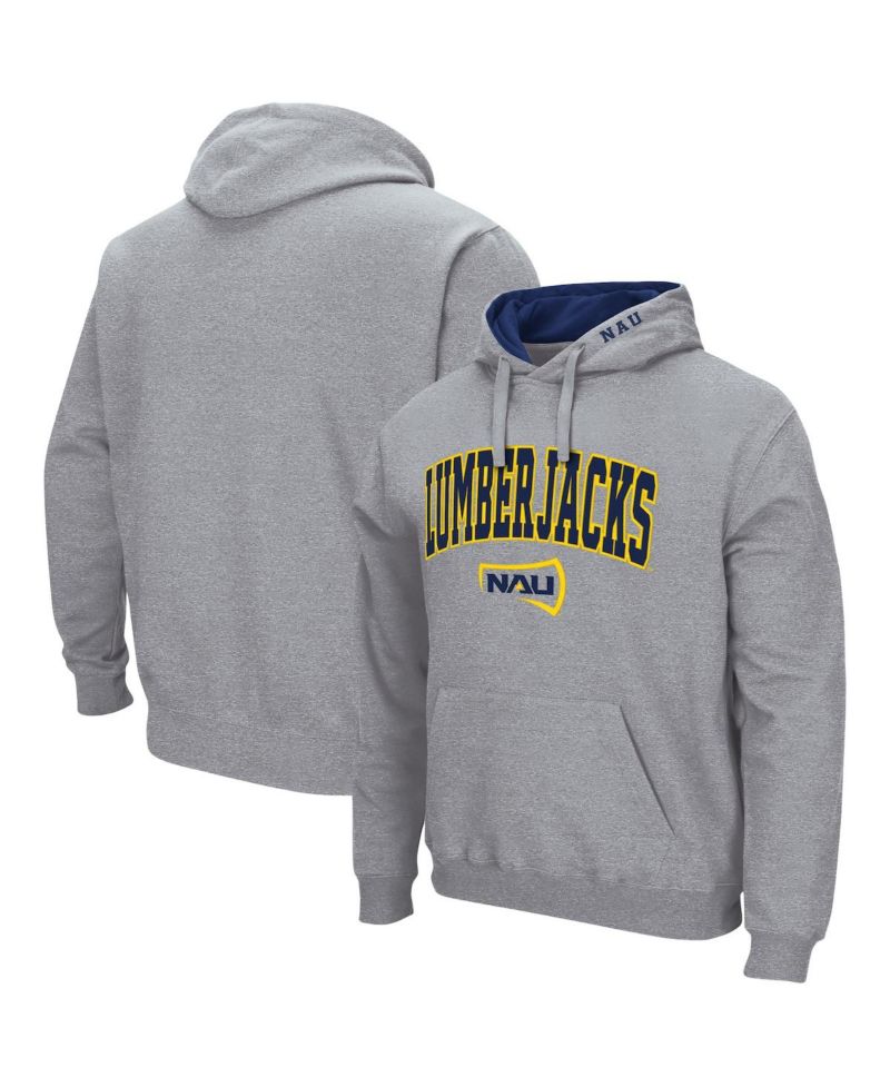 Men's Heathered Gray Northern Arizona Lumberjacks Arch and Logo Pullover Hoodie