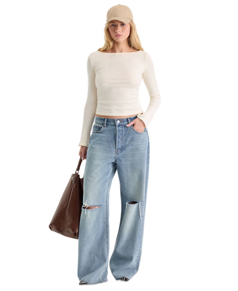 Women's Cotton Long-Sleeve Pull-On Top