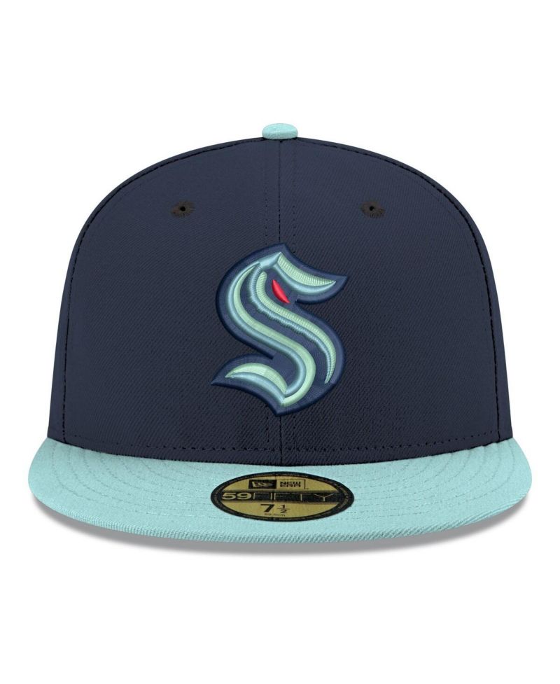 Men's Navy Seattle Kraken Core Logo Two-Tone 59FIFTY Fitted Hat