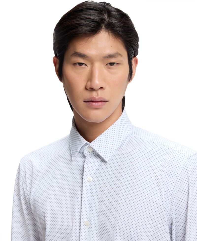 Men's Printed Performance-Stretch Slim-Fit Dress Shirt