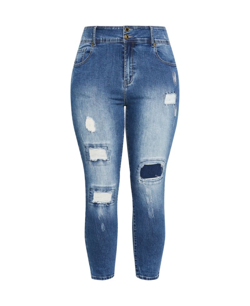 Plus Size Patched Apple Skinny Jean