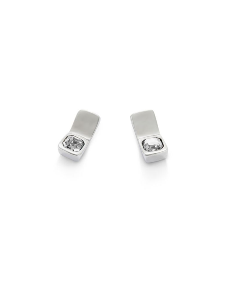 White Facted Glass Earrings