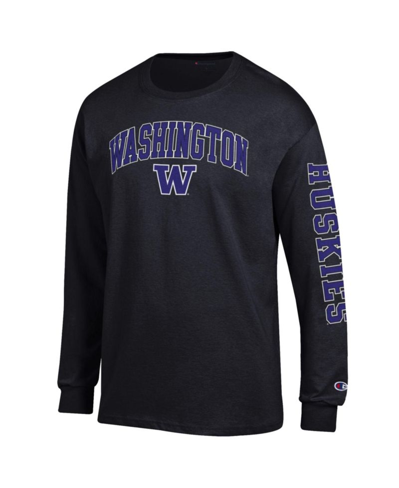 Men's Black Washington Huskies Arch Over Logo 2-Hit Long Sleeve T-Shirt