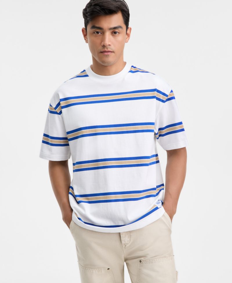 Hugo by Men's Nolisto Relaxed-Fit Short-Sleeve Striped Crewneck T-Shirt