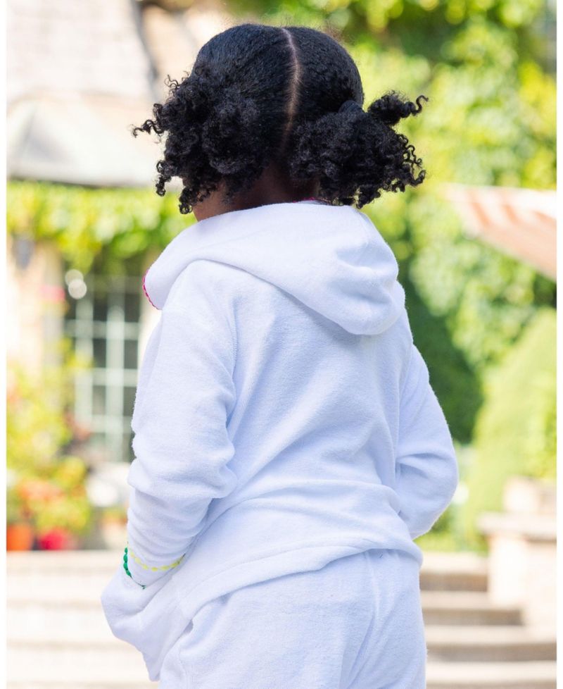 Little Girls Terry Hoodie with Pom