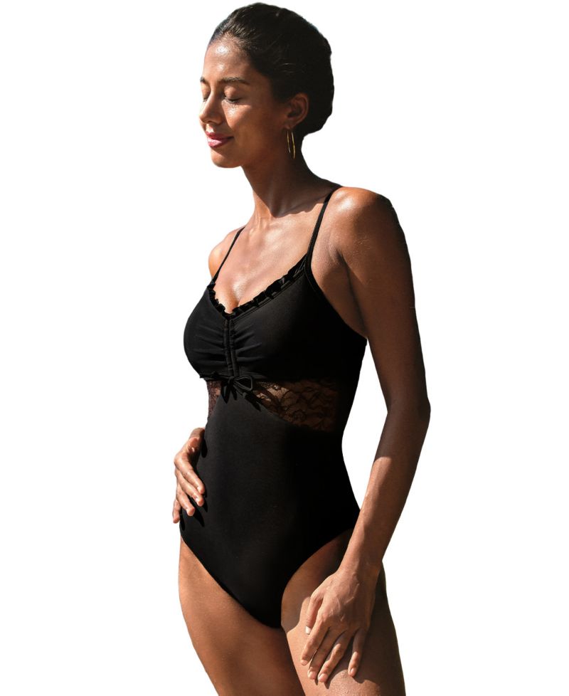 Women's Alter Ego Lace Sweetheart Neckline One-Piece Swimsuit