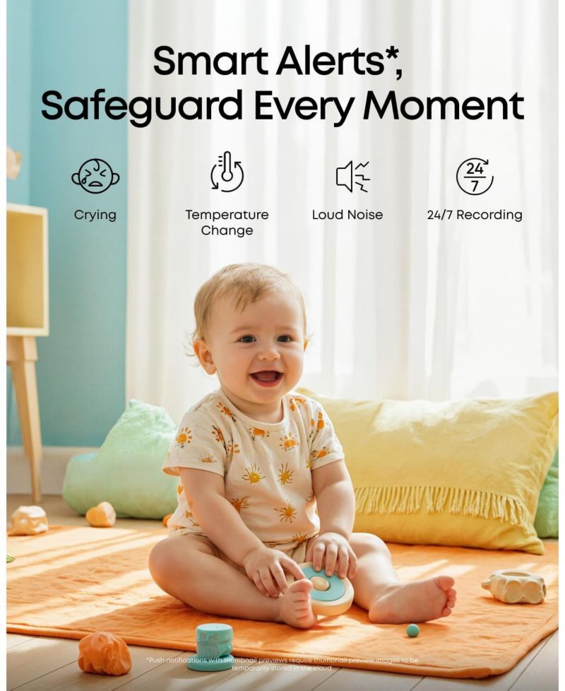 Baby Monitor C10 Add-On Camera, 2K HD Resolution, 4× Zoom, 351degree(s) Pan and 60degree(s) Tilt, Night Vision