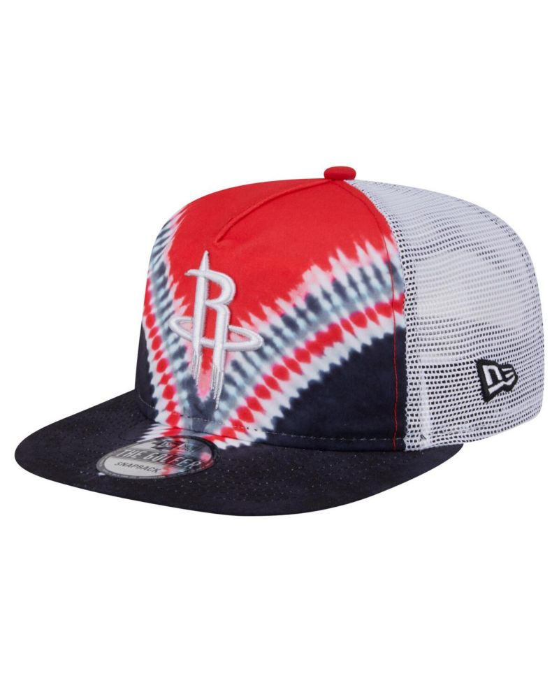 Men's Black/Red Houston Rockets Throwback Dye Golfer Snapback Hat