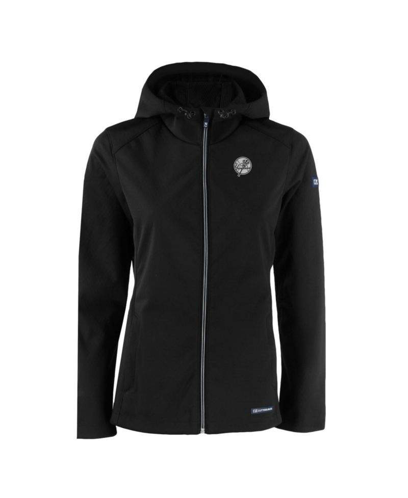 Women's Black New York Yankees Evoke Eco Softshell Full-Zip Hoodie Jacket