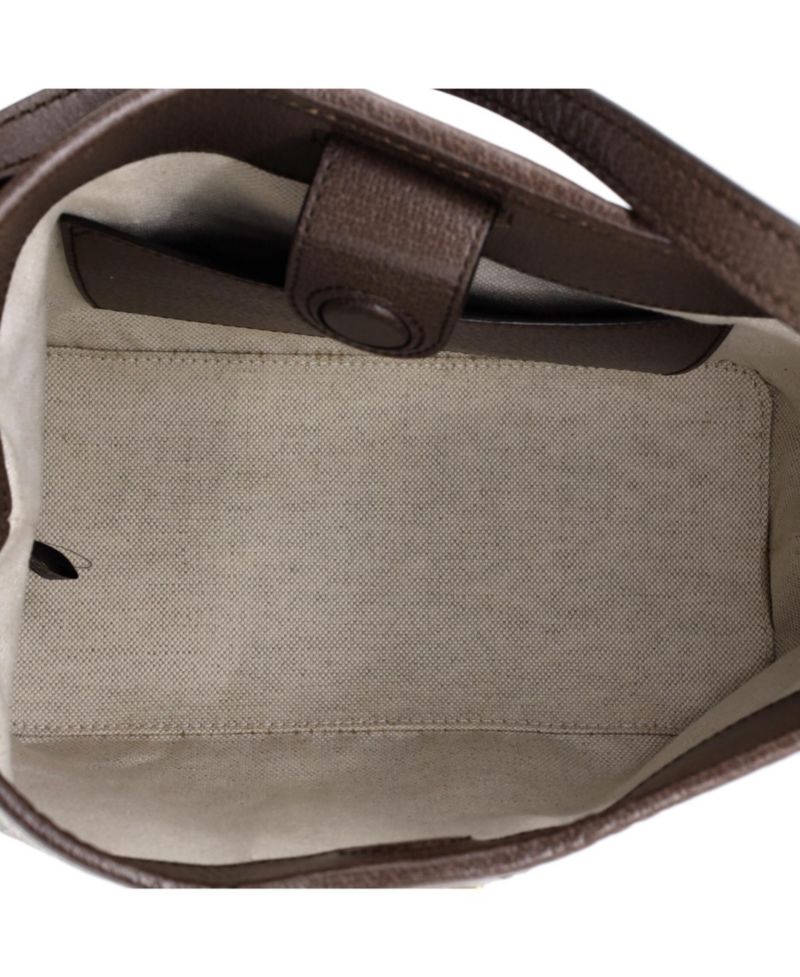 Small Ophidia Open Bucket Bag GG Coated Canvas with Leather