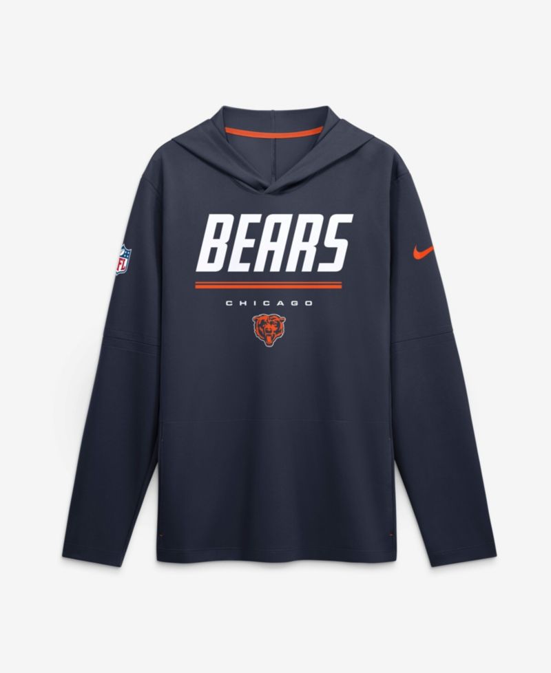 Men's Navy Chicago Bears Big & Tall Sideline Game On Lightweight Long Sleeve Dri-FIT Hoodie