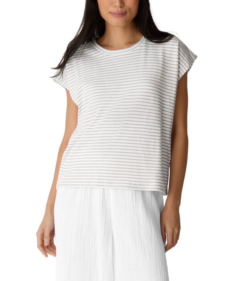 Eileen Fisher Women's Striped Crewneck Cotton T-Shirt