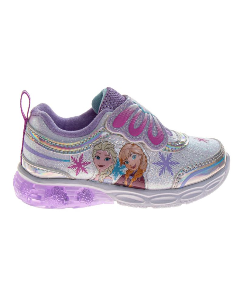 Frozen Sneakers for Girls Glitter Comfortable Adjustable Strap (Toddler / Little Kids)