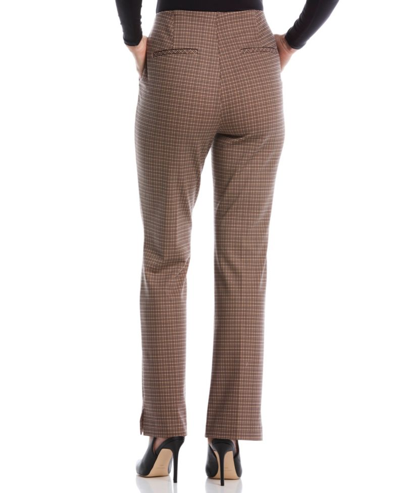 Petite Plaid Print Ponte Bootcut Pants