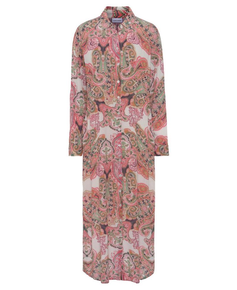 Women's Viscose Printed Button Down Multiway Scoop-Neck Midi Dress